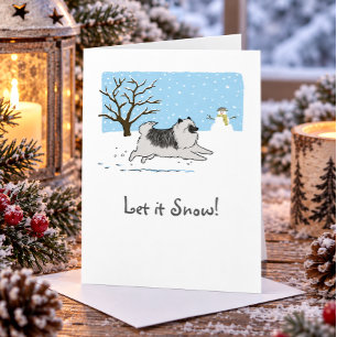 Keeshond "Laat het sneeuwen!" Schattige hond Kerst Feestdagen Kaart