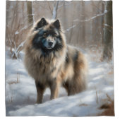 Keeshond liet het sneeuwen Kerstmis Douchegordijn (Voorkant)