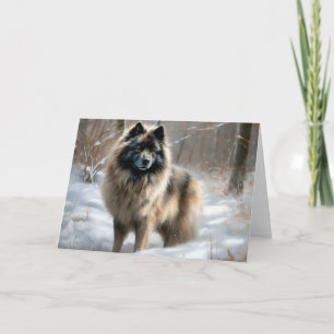 Keeshond liet het sneeuwen Kerstmis Kaart