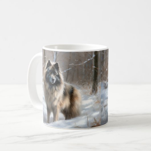 Keeshond liet het sneeuwen Kerstmis Koffiemok (Voorkant links)