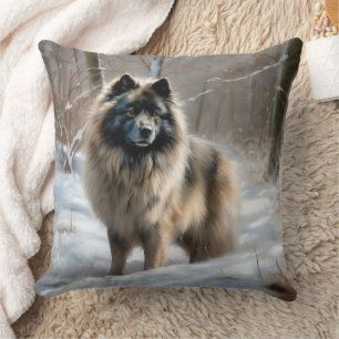 Keeshond liet het sneeuwen Kerstmis Kussen