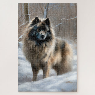 Keeshond liet het sneeuwen Kerstmis Legpuzzel