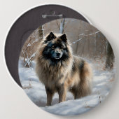 Keeshond liet het sneeuwen Kerstmis Ronde Button 6,0 Cm (Voorkant /achterkant)