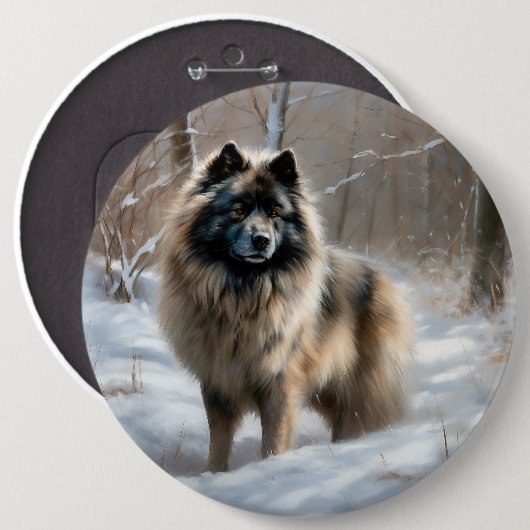 Keeshond liet het sneeuwen Kerstmis Ronde Button 6,0 Cm (Voorkant /achterkant)