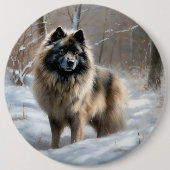 Keeshond liet het sneeuwen Kerstmis Ronde Button 6,0 Cm (Voorkant)