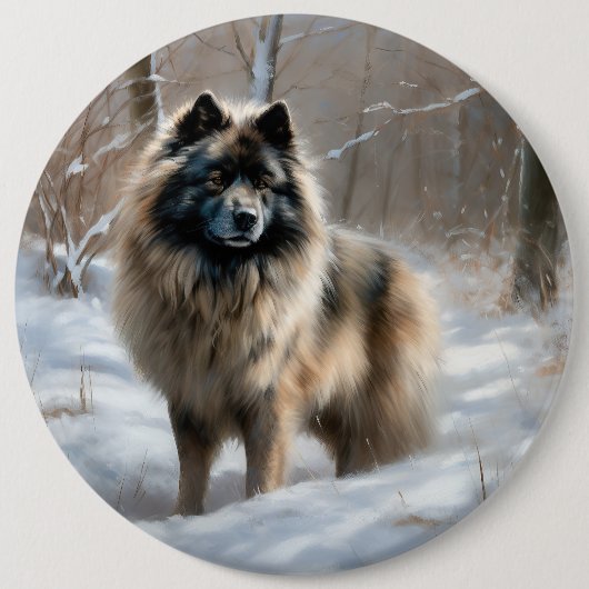 Keeshond liet het sneeuwen Kerstmis Ronde Button 6,0 Cm (Voorkant)