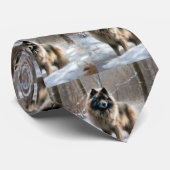 Keeshond liet het sneeuwen Kerstmis Stropdas (Opgerold)