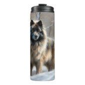 Keeshond liet het sneeuwen Kerstmis Thermosbeker (Voorkant)