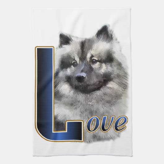 Keeshond LOVE Gifts Theedoek (Verticaal)