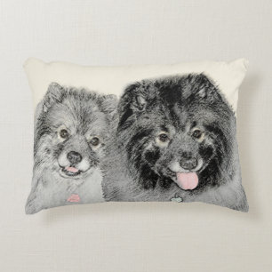 Keeshond Ma en Son Painting - Original Dog Art Accent Kussen