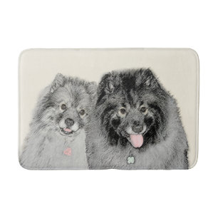 Keeshond Ma en Son Painting - Original Dog Art Badmat