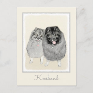 Keeshond Ma en Son Painting - Original Dog Art Briefkaart