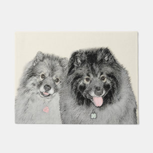 Keeshond Ma en Son Painting - Original Dog Art Deurmat