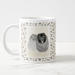 Keeshond Ma en Son Painting - Original Dog Art Extra Grote Beker