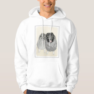 Keeshond Ma en Son Painting - Original Dog Art Hoodie