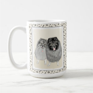 Keeshond Ma en Son Painting - Original Dog Art Koffiemok