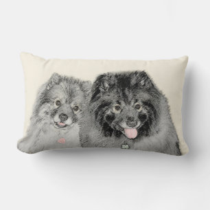Keeshond Ma en Son Painting - Original Dog Art Kussen