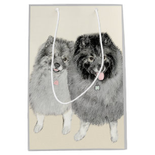 Keeshond Ma en Son Painting - Original Dog Art Medium Cadeauzakje