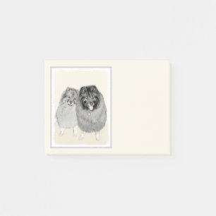 Keeshond Ma en Son Painting - Original Dog Art Post-it® Notes