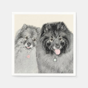 Keeshond Ma en Son Painting - Original Dog Art Servet