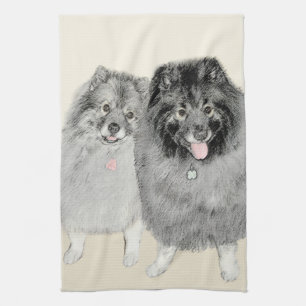 Keeshond Ma en Son Painting - Original Dog Art Theedoek