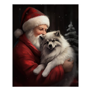 Keeshond met Kerstman Feestelijke Kerstmis Perfect Poster