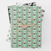 Keeshond met Kerstmis Puppy Dog met Fireplace Pain Inpakpapier Vel (In situ)