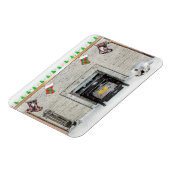 Keeshond met Kerstmis Puppy Dog met Fireplace Pain Magneet (Linkerzijde)