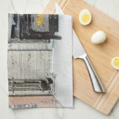 Keeshond met Kerstmis Puppy Dog met Fireplace Pain Theedoek (Quarter Fold)