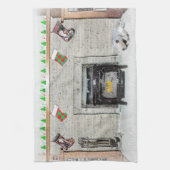 Keeshond met Kerstmis Puppy Dog met Fireplace Pain Theedoek (Verticaal)