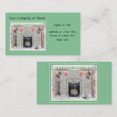 Keeshond met Kerstmis Puppy Dog met Fireplace Pain Visitekaartje (Voorkant / Achterkant)