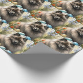 Keeshond met paaseieren cadeaupapier (Hoek)