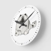 Keeshond met Puppies Cute Keesie Dogs Ronde Klok (Hoek)