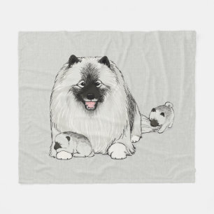 Keeshond met Puppies   Schattigee Keesie hondenfam Fleece Deken