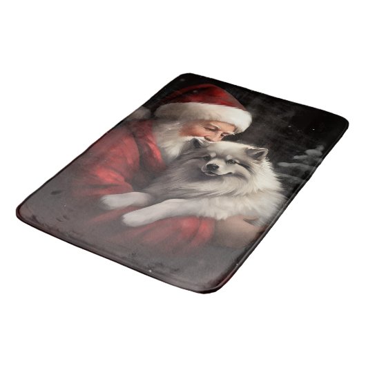 Keeshond Met Sinterklaas Feestelijke Kerstmis Badmat (Gekanteld)