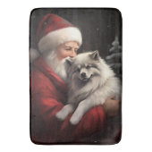 Keeshond Met Sinterklaas Feestelijke Kerstmis Badmat (Voorkant Verticaal)