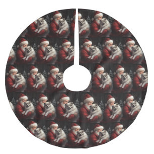 Keeshond Met Sinterklaas Feestelijke Kerstmis Kerstboom Rok