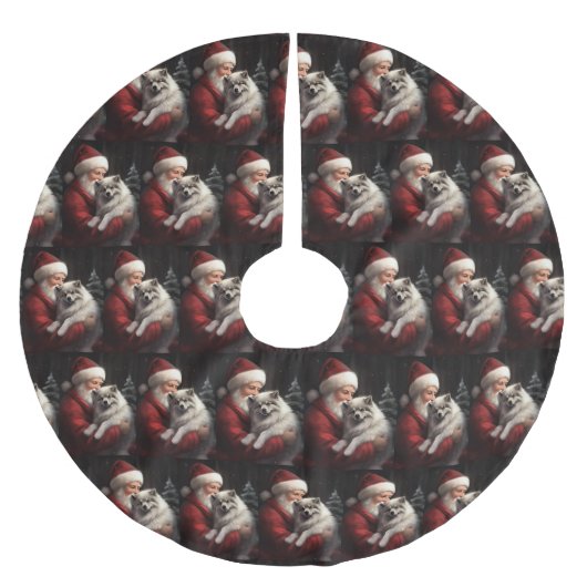 Keeshond Met Sinterklaas Feestelijke Kerstmis Kerstboom Rok (Voorkant)