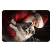 Keeshond Met Sinterklaas Feestelijke Kerstmis Magneet (Horizontaal)