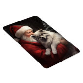 Keeshond Met Sinterklaas Feestelijke Kerstmis Magneet (Rechterzijde)