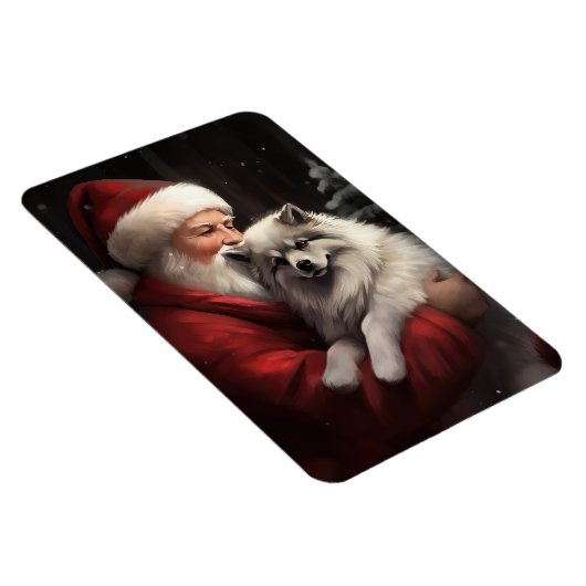 Keeshond Met Sinterklaas Feestelijke Kerstmis Magneet (Rechterzijde)