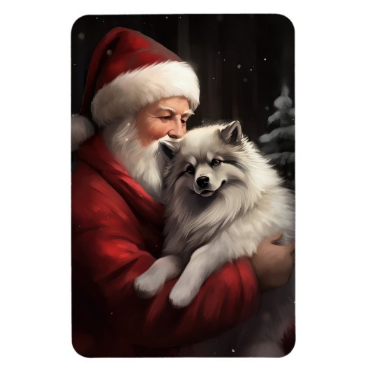 Keeshond Met Sinterklaas Feestelijke Kerstmis Magneet (Verticaal)