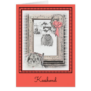Keeshond Noël hiver fenêtre Peinture Chien Art