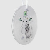 Keeshond Noël Snowman Peinture Chien Art (devant)