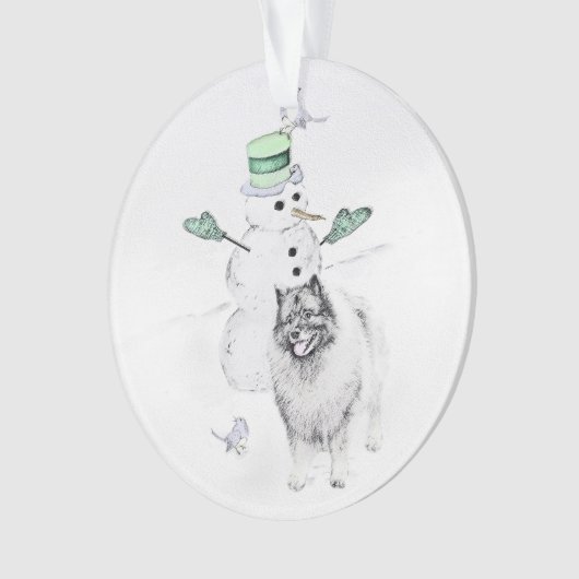 Keeshond Noël Snowman Peinture Chien Art (devant)
