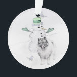 Keeshond Noël Snowman Peinture Chien Art<br><div class="desc">Portrait de chien Keeshond Christmas Snowman, tableau original. Nous nous spécialisons dans l'art original mignon et drôle. Achetez ceci pour vous-même ou comme un grand cadeau pour vos amis aimés Keeshond. Soyez créatif - cliquez sur la PERSONNALISER pour ajouter/supprimer/modifier du texte, redimensionner l'image, modifier les couleurs ou tout ce que...</div>