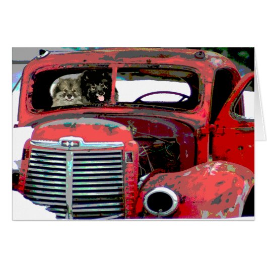 Keeshond Old Truck Paing Art (Voorkant Horizontaal)