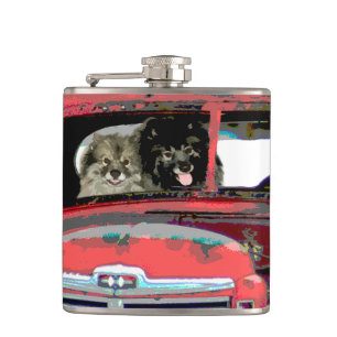 Keeshond Old Truck Paing Art Heupfles