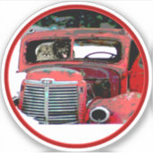 Keeshond Old Truck Paing Art Sticker (Voorkant)