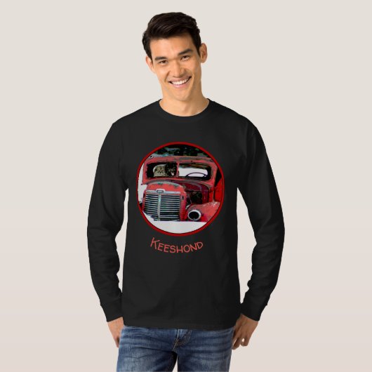 Keeshond Old Truck Paing Art T-shirt (Voorkant volledig)